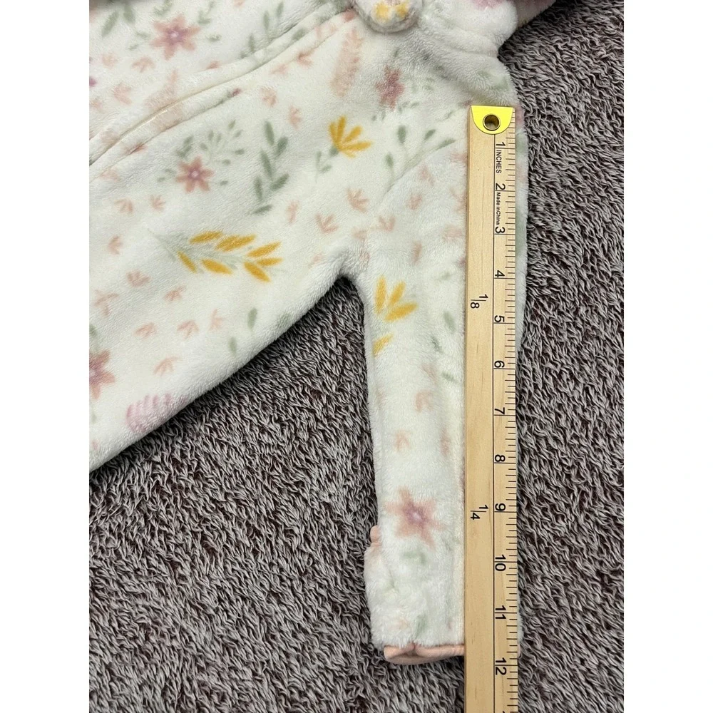 Le Top Bebe Baby 6-9M Floral Fleece Hooded Footed Bunting Snowsuit Mittens